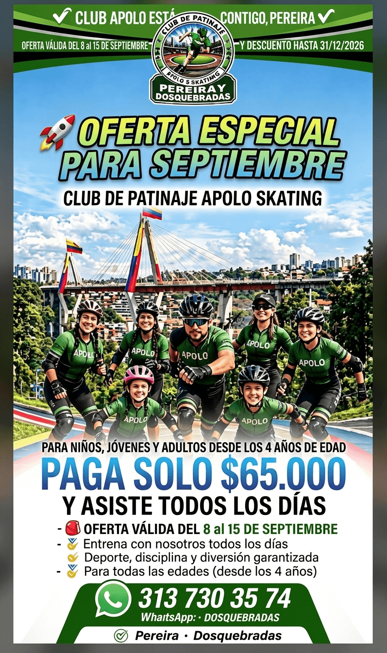 Portada de Patines y clase Apolo skating Pereira
